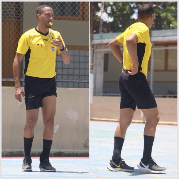 Rhamon Bandeira e sua tornozeleira eletrônica na perna esquerda: meião esconde equipamento — Foto: Cedidas