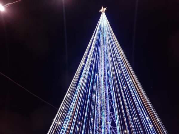 Árvore de Mirassol foi acesa nesta sexta-feira (25) — Foto: Sérgio Henrique Santos/Inter TV Cabugi