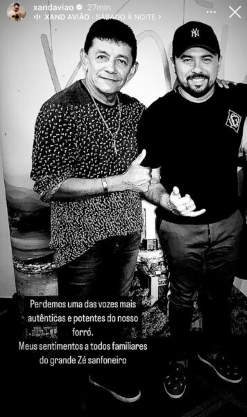 Xand Avião lamenta morte de cantor e compositor Zé Sanfoneiro — Foto: Foto: Reprodução/Redes sociais
