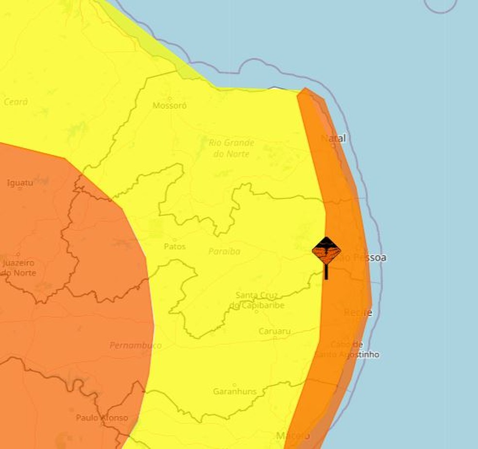 Alertas do Inmet atingem todo o RN — Foto: Divulgação/Inmet