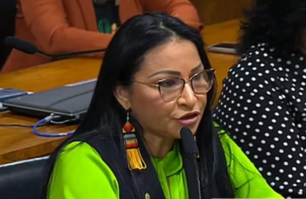 Deputada federal Sílvia Waiãpi faz acusações durante a CPI das Ongs / Foto: reprodução