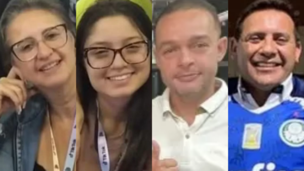 acidente com o helicóptero: Luciana Marley Rodzewics Santos (mãe), Letícia Roderico Sakumoto (filha), Rafael Torres (amigo) e Cassiano Tete Teodoro (piloto)