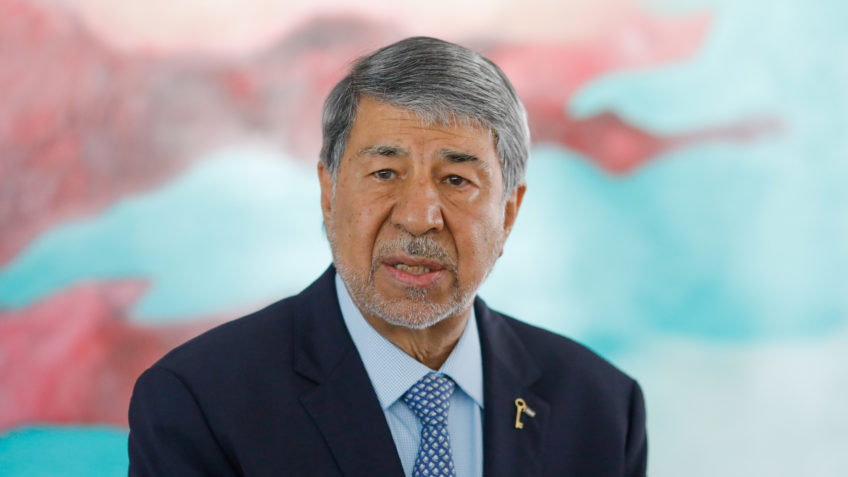 Embaixador da Palestina no Brasil, Ibrahim Alzeben, durante entrevista a jornalistas no Palácio do Palácio após encontro com o presidente Luiz Inácio Lula da Silva