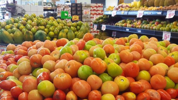 Tomate foi o segundo produto com maior queda de preço em um ano em Natal — Foto: Sérgio Henrique Santos/Inter TV Cabugi