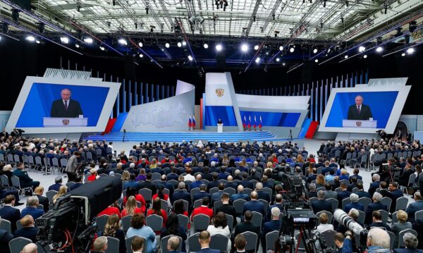 Putin durante discurso em Moscou
29/2/2024 REUTERS/Evgenia Novozhenina