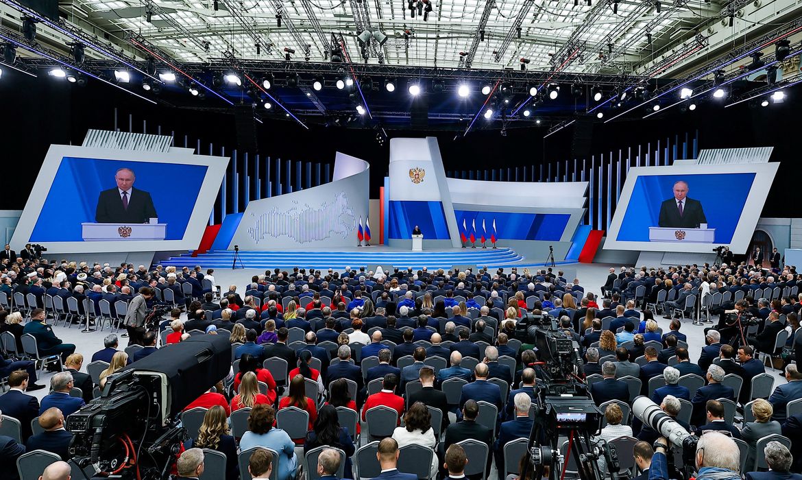 Putin durante discurso em Moscou
29/2/2024   REUTERS/Evgenia Novozhenina