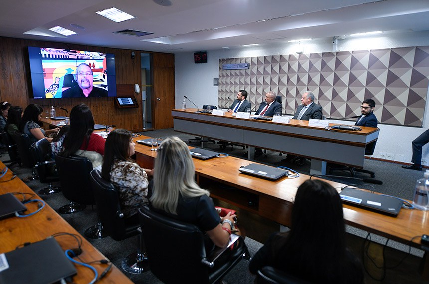 Mesa:
diretor executivo da Associação Nacional dos Aposentados, Deficientes, Idosos, Pensionistas e dos Segurados da Previdência Social (Anadips), Nery Charlie Batista Neri;
presidente da CDH, senador Paulo Paim (PT-RS);
presidente da Confederação Nacional das Carreiras e Atividades Típicas de Estado (Conacate), Antonio Carlos Fernandes Lima Junior;
defensor público federal, Eduardo Kassuga.