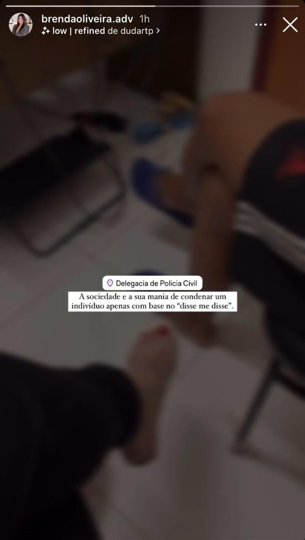 Advogada publicou imagem de dentro de delegacia antes de ser assassinada junto com o cliente no RN — Foto: Reprodução