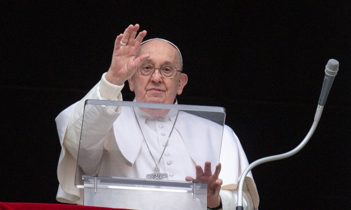 Pope Francis leads the Angelus prayer from his window at the Vatican, March 10, 2024. Vatican Media/­Handout via REUTERS ATTENTION EDITORS - THIS IMAGE WAS PROVIDED BY A THIRD PARTY.
