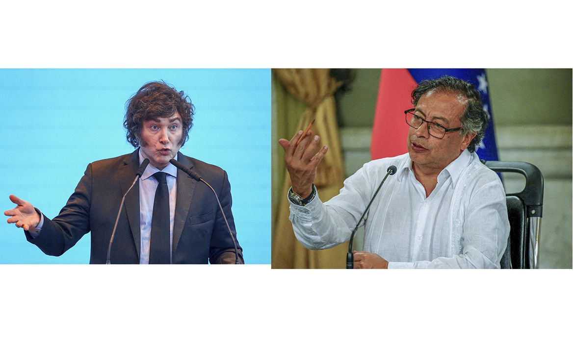 Colômbia expulsa diplomatas argentinos após comentários de Milei
Decisão foi adotada depois de Milei chamar Petro de terrorista.
Fotos: Reuters