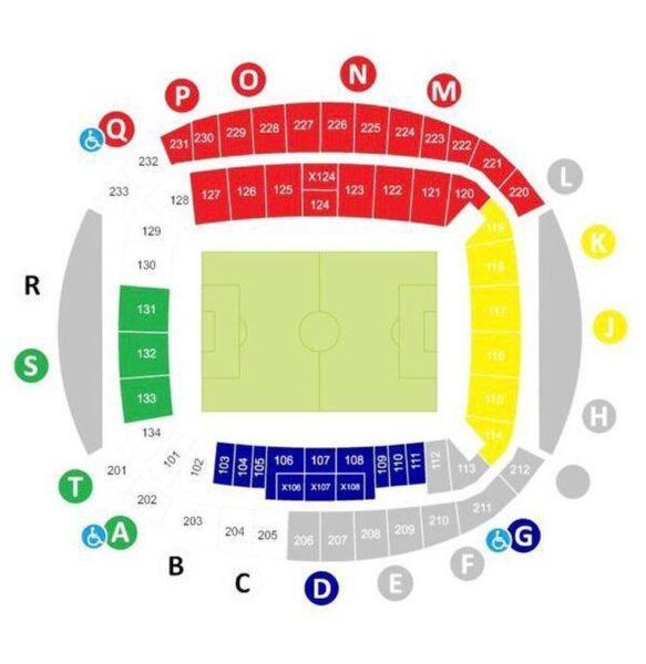 Mapa da Arena das Dunas mostra portões de acesso — Foto: Reprodução