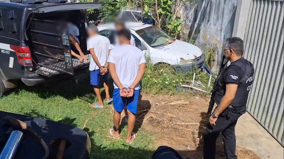 Seis homens foram presos suspeitos de sequestro no interior do RN — Foto: Polícia Civil/Divulgação