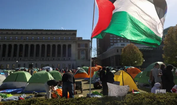 Protesto pró-Palestina na Universidade de Columbia, nos EUA
25/04/2024
REUTERS/Caitlin Ochs