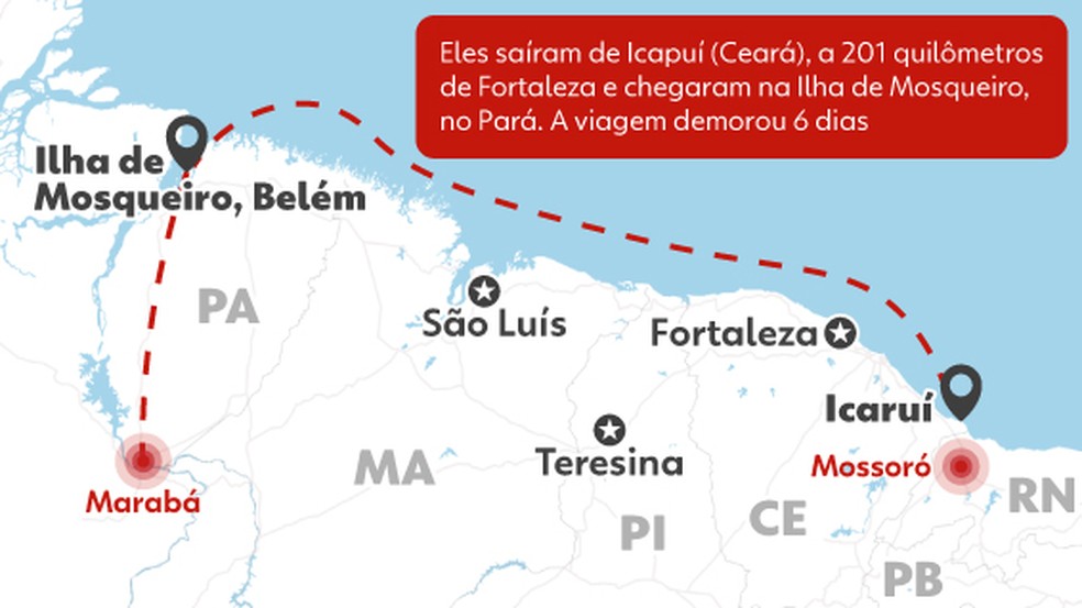 Fugitivos viajaram 6 dias de barco — Foto: g1