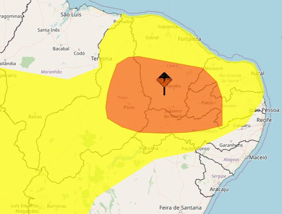 Inmet emite novos alertas de chuvas intensas em todo o Rio Grande do Norte — Foto: Reprodução/Inmet