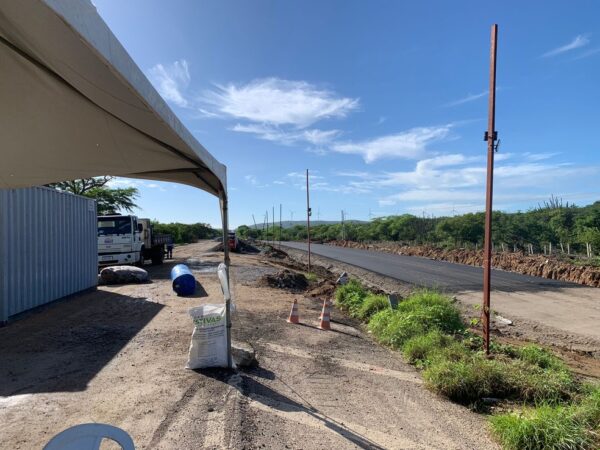 Desvio da BR-304 em Lajes; construção; obra — Foto: Gustavo Brendo/Inter TV Cabugi