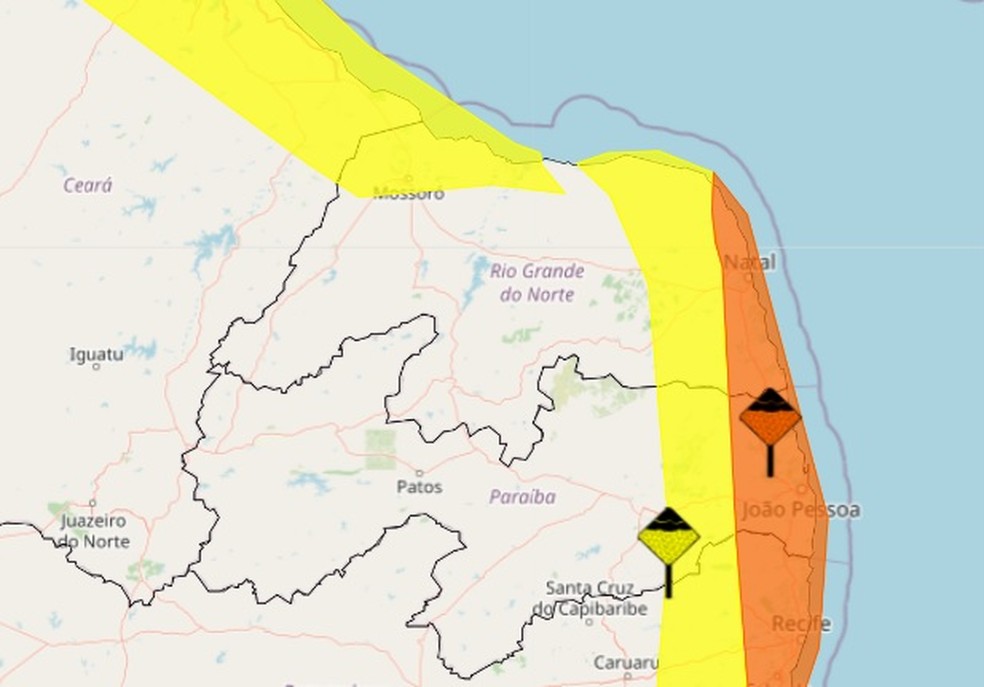 Inmet emite dois alertas de acumulado de chuvas para Natal e outras cidades do RN — Foto: Reprodução