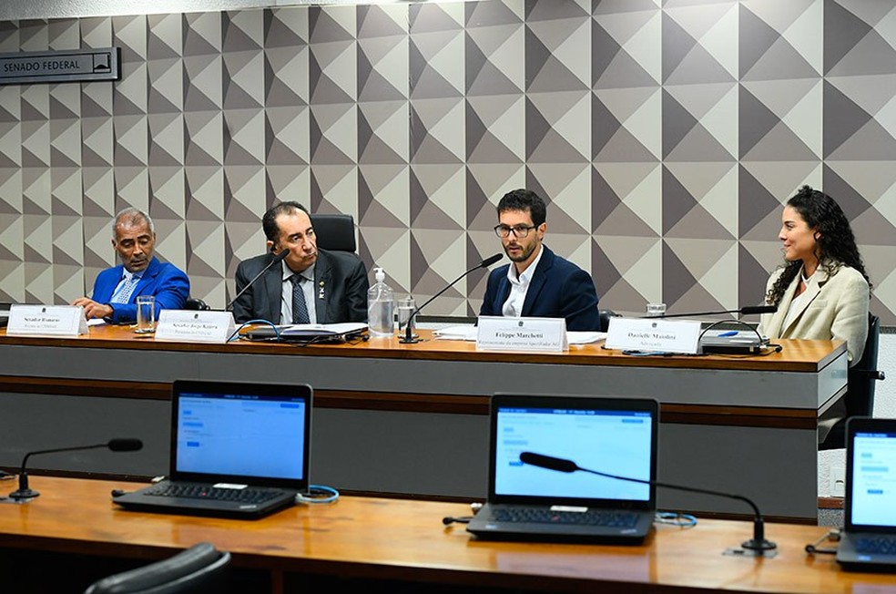 Felippe Marchetti foi ouvido como testemunha na CPI da Manipulação de Jogos e Apostas Esportivas — Foto: Marcos Oliveira/Agência Senado