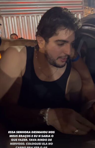 Nattan amparou idosa que desmaiou ao encontrá-lo — Foto: Reprodução/Redes Sociais