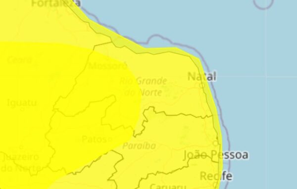 Avisos meteorológicos de vendaval e baixa umidade abrangem cidades do RN — Foto: Inmet/Reprodução