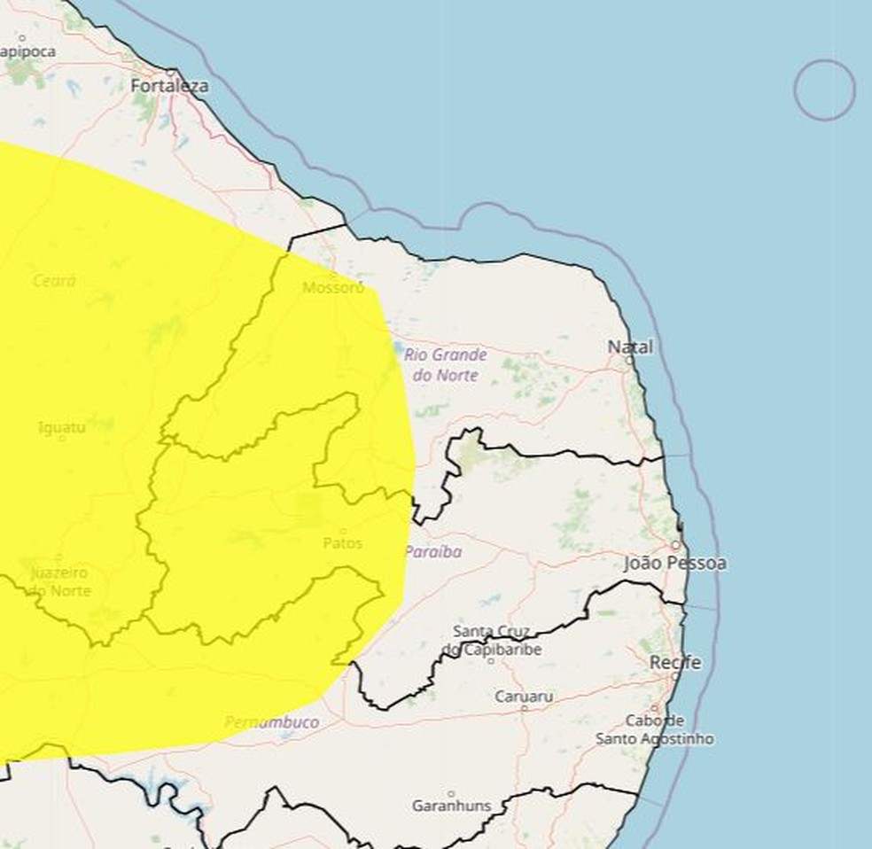 Alerta emitido pelo Inmet de baixa umidade no RN — Foto: Inmet
