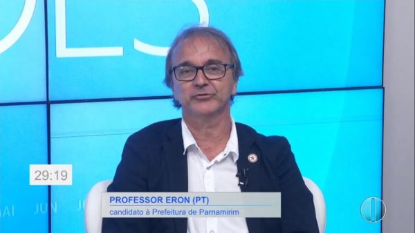 Professor Eron (PT) é entrevistado no Bom Dia RN — Foto: Inter TV Cabugi