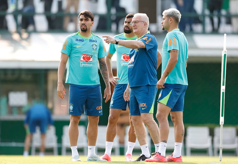 A Seleção Brasileira treinou na Academia do Palmeiras nessa segunda-feira (7). Foto: Rafael Ribeiro/CBF